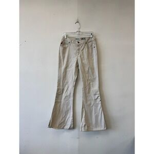 Vintage Mudd Jeans Juniors 9 30" Beige Cargo Flare‎ 100% Cotton Denim Y2K